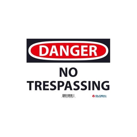 Nmc Danger No Trespassing 7x10 Rigid Plastic GLOD81R